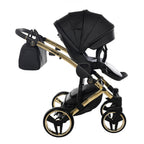 Diamond Fluo 3 in 1 Pelle Nero Navicella Nera Telaio Oro Giallo