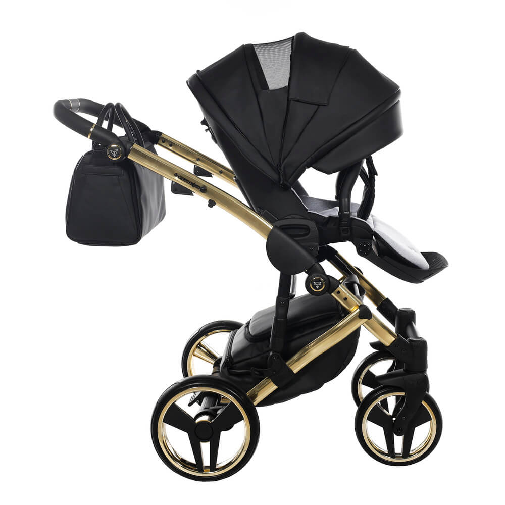 Diamond Fluo 3 in 1 Pelle Nero Navicella Nera Telaio Oro Giallo