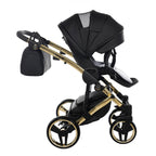 Diamond Fluo 3 in 1 Pelle Nero Navicella Nera Telaio Oro Giallo