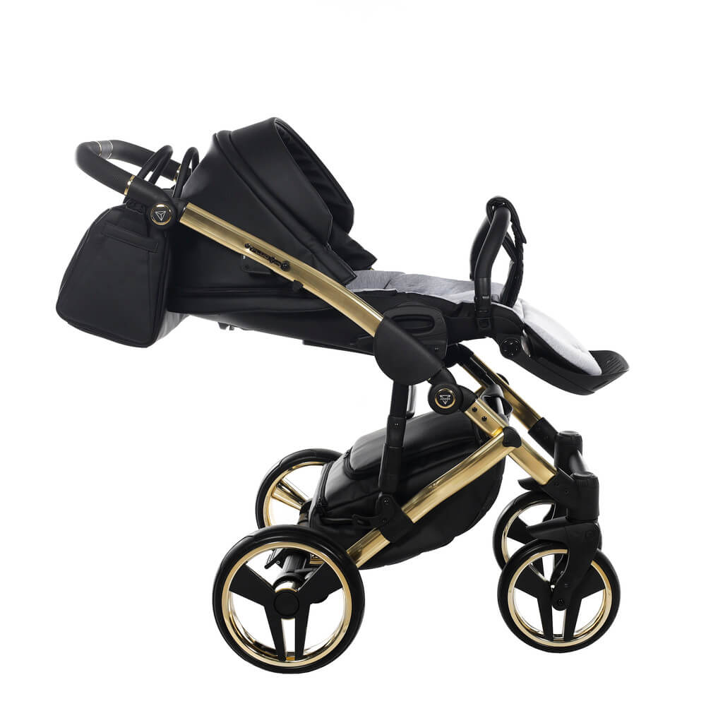 Diamond Fluo 3 in 1 Pelle Nero Navicella Nera Telaio Oro Giallo