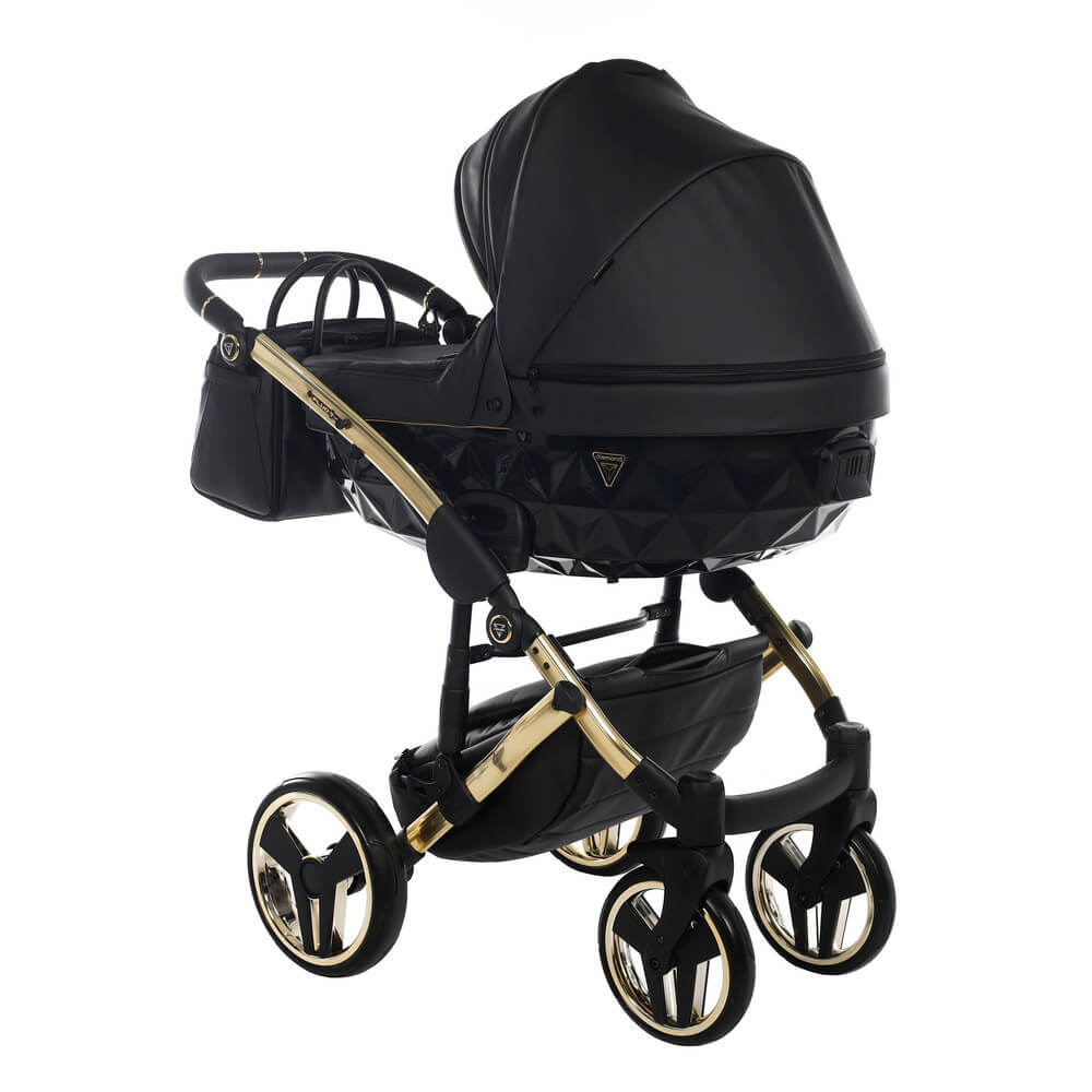 Diamond Fluo 3 in 1 Pelle Nero Navicella Nera Telaio Oro Giallo