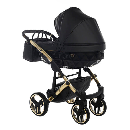 Diamond Fluo 3 in 1 Pelle Nero Navicella Nera Telaio Oro Giallo