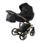 Diamond Fluo 3 in 1 Pelle Nero Navicella Nera Telaio Oro Giallo