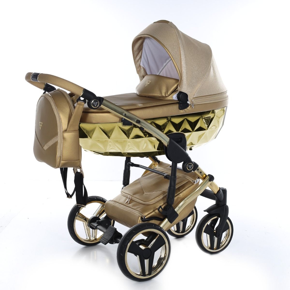 Junama Diamond Dolce Mirror V3 2 in 1 Ecopelle Gold Nav. Gold Glossy Telaio Gold