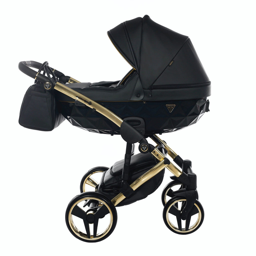 Diamond Fluo 3 in 1 Pelle Nero Navicella Nera Telaio Oro Giallo